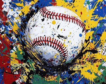 Honkbal | Dynamisch Honkbal Sport Schilderij van OMG Art