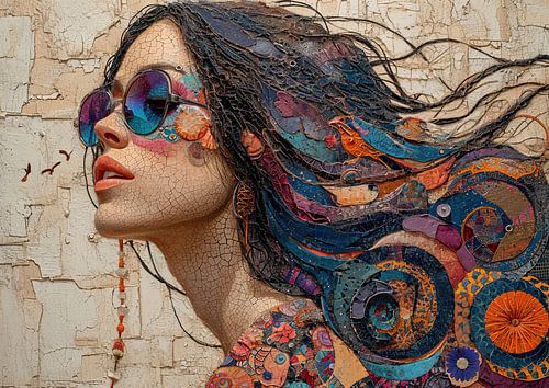 Frau Sonnenbrille | Frau in Spiegelung von Kunst Laune