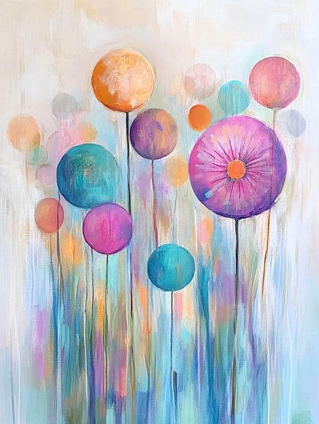 Fröhliche Blumen | Bunte Blumen von Wunderbare Kunst