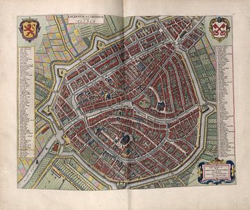 Leiden, Stadsplattegrond Joan Blaeu 1652 van Atelier Liesjes