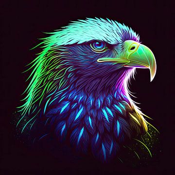 The magic of an American Eagle's fluorescent head by Edsard Keuning