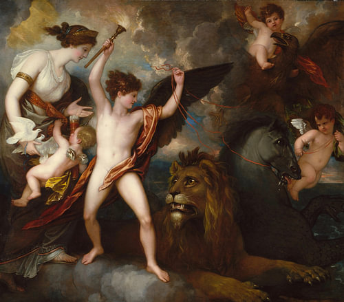 Benjamin West – „Omnia Vincit Amor“ – 1809, mythologisch-allegorisches Gemälde