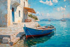 Blaue Boote Küste von Poster Art Shop