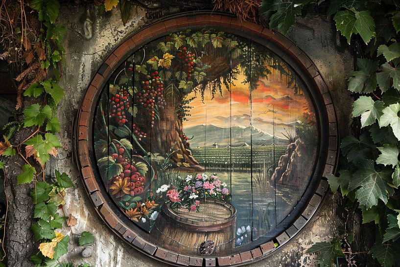 Impressionistic Wine Barrel Landscape by Art & Soul Creations