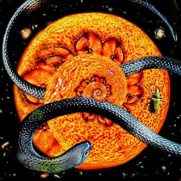 Auf der Orangina der Arten (spiralförmige Orangenschlange)