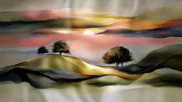 Sanfte Hügel bei Sonnenuntergang