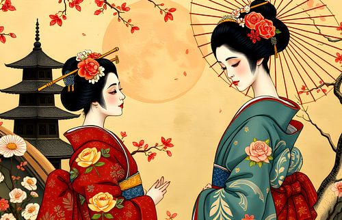 Japanse Geisha prent