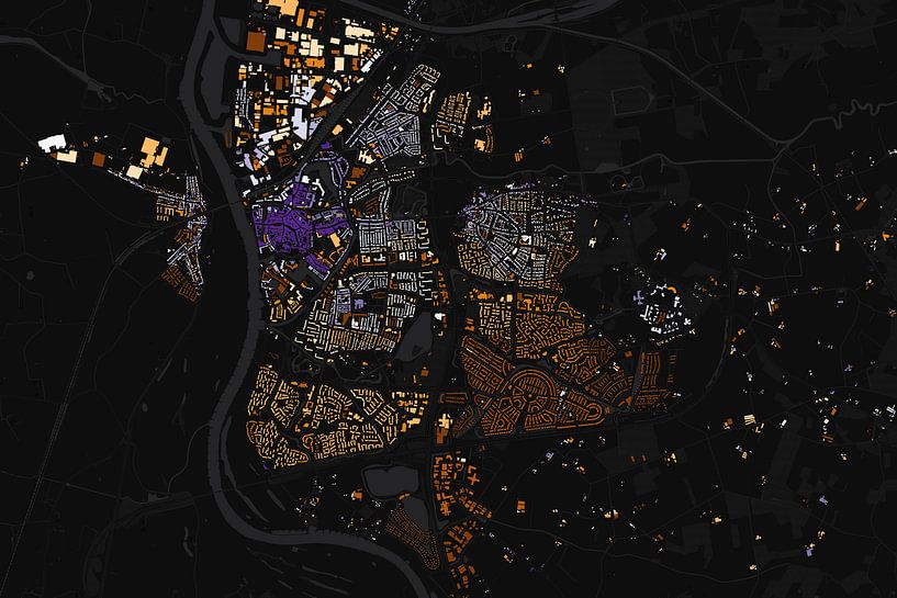 Kaart van Zutphen abstract van Maps Are Art