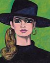 Girl With Black Hat van Lucienne van Leijen thumbnail