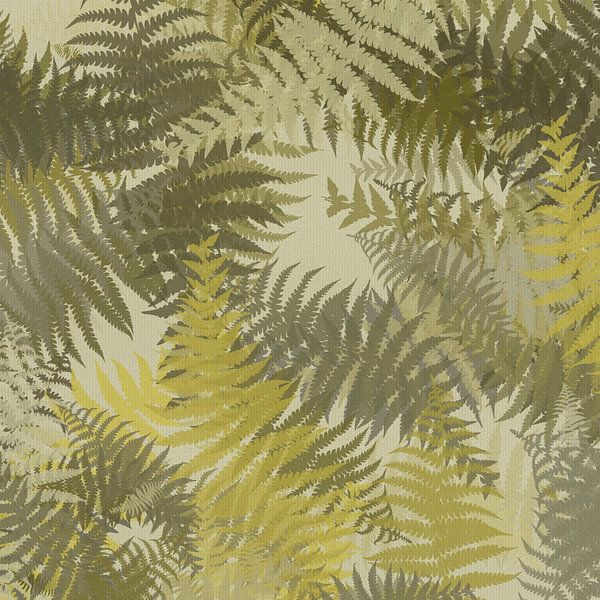 Ferns in olive, yellow and beige by Abstract Minimalist Art