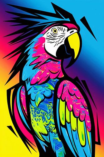 Kleurrijke abstracte papegaai kunst