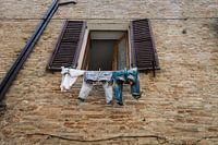 Laundry on a clothesline in Italy