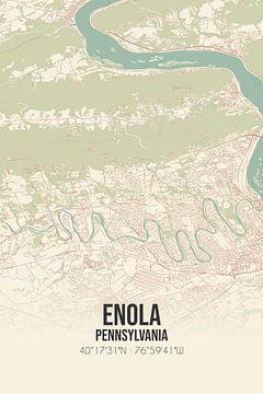 Vintage landkaart van Enola (Pennsylvania), USA. van Rezona