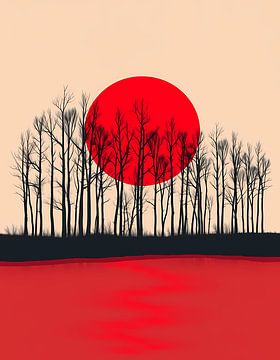 Sereen Zonsondergang Silhouet van Artistic