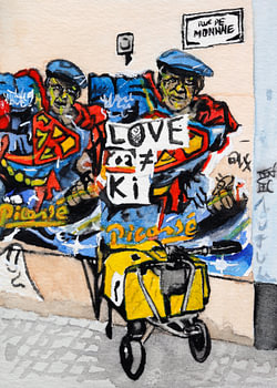 Picasso Graffiti mit Postwagen, Rue de Monnaie, Luxembourg