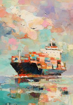 Impressionistisches Containerschiff von Niklas Maximilian