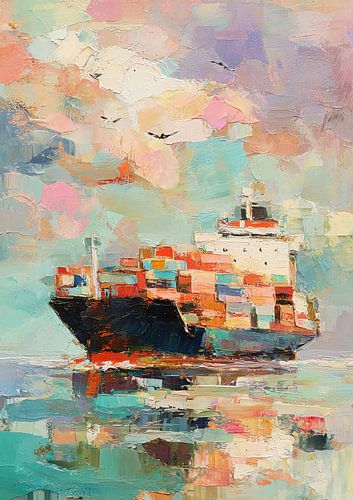 Impressionistisch containerschip