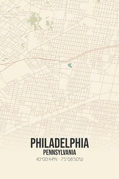 Vintage landkaart van Philadelphia (Pennsylvania), USA. van MijnStadsPoster