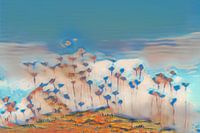 Flowers on hill by the sea digital