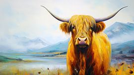 Portrait Scottish Highlander in rugged landscape