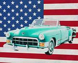 Cadillac Deville Convertible 1948 met vlag van de V.S. van Jan Keteleer thumbnail