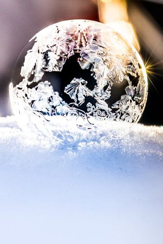 Bevroren zeepbel in zonsopgang