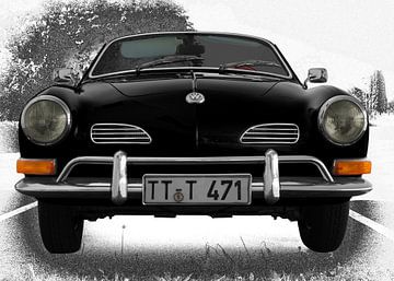 VW Karmann-Ghia Type 14 poster in zwart grafiet van aRi F. Huber