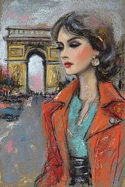 Arc de Triomphe schilderij | Vrouw Jas van Abstract Schilderij