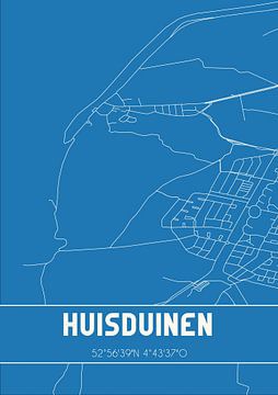 Blauwdruk | Landkaart | Huisduinen (Noord-Holland) van Rezona