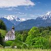 Kirche vor Watzmann in Berchtesgaden von Dieter Meyrl