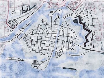 Kaart van Gorinchem centrum in de stijl 'White Winter' van Maporia