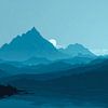 Paysage de montagne Clair de lune dans le silence bleu sur Eva Lee