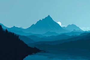 Berglandschaft Mondlicht in blauer Stille