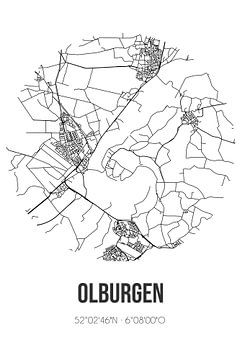 Olburgen (Gelderland) | Karte | Schwarz und Weiß von Rezona