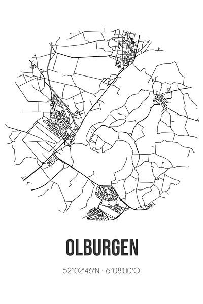 Olburgen (Gelderland) | Map | Black and white by Prints of Place