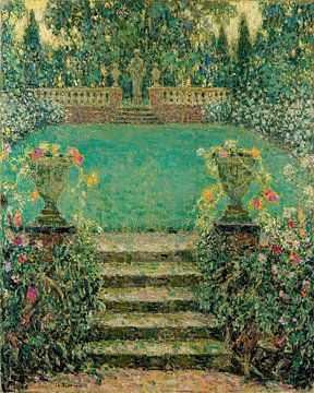 De trap in de tuin, Gerberoy, Henri Le Sidaner