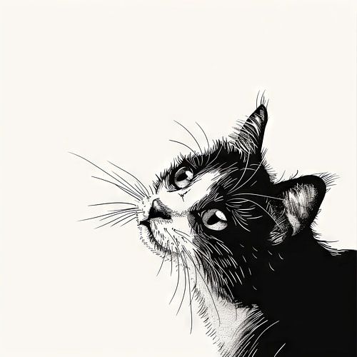 Nieuwsgierige kat - Illustratie