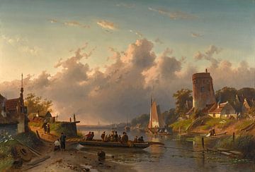 Avond aan de oever van de rivier, Charles Leickert