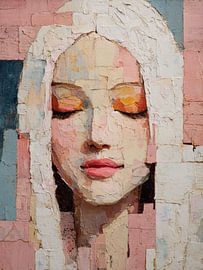 Impasto – Frauenporträt in Rosa- und Orangetönen – Exklusive Wandkunst von SPEQ ART