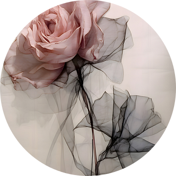 Whispers of Rose - Een eerbetoon aan Floral Grace - Muurschilderij van Murti Jung