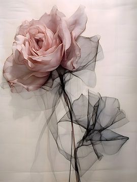 Whispers of Rose - Een eerbetoon aan Floral Grace - Muurschilderij van Murti Jung