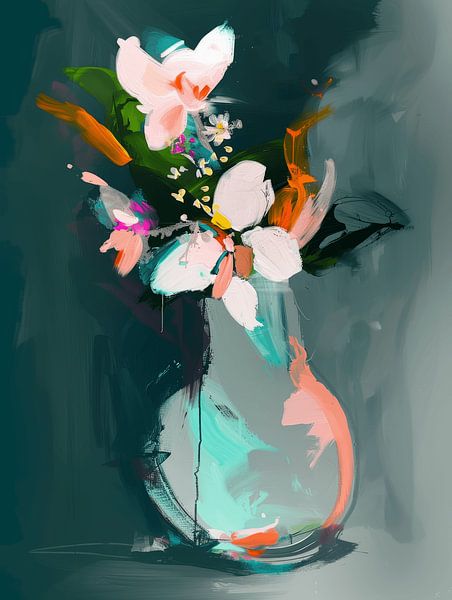 Colourful abstract still life with flowers by Studio Allee