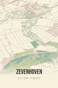 Vintage landkaart van Zevenhoven (Zuid-Holland) van Rezona