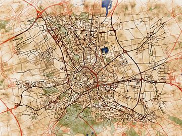 Map of Erfurt with the style 'Serene Summer' by Maporia