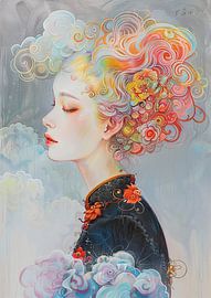 Vrouwenportret van Abstract Schilderij