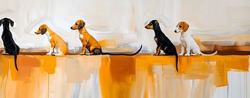 Beagle's op Rij: Een Abstracte Verbinding van Vormen van Karina Brouwer