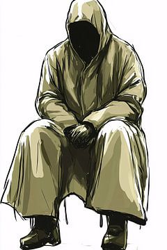 Mysterious silhouette in green jacket by Art & Soul Creations