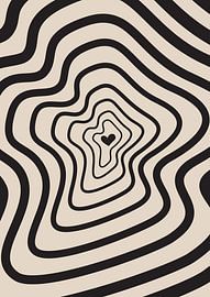 Graphic art Heartbeat - Beige and black - Wall gallery - Japandi - Abstract by Digital Art Lover