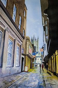 Butchery Lane in Canterbury | Aquarellmalerei von WatercolorWall