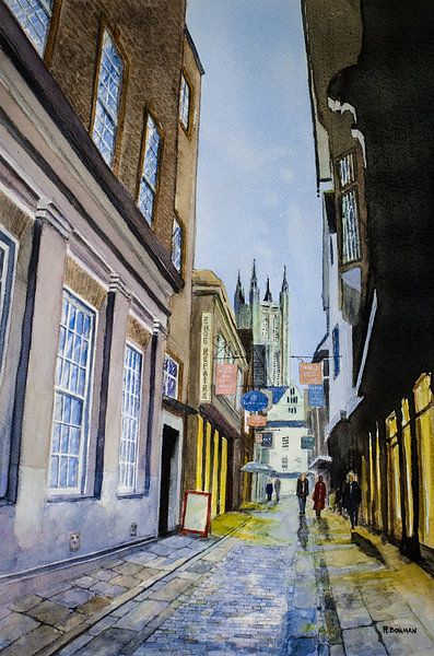 Butchery Lane in Canterbury | Aquarel schilderij van WatercolorWall